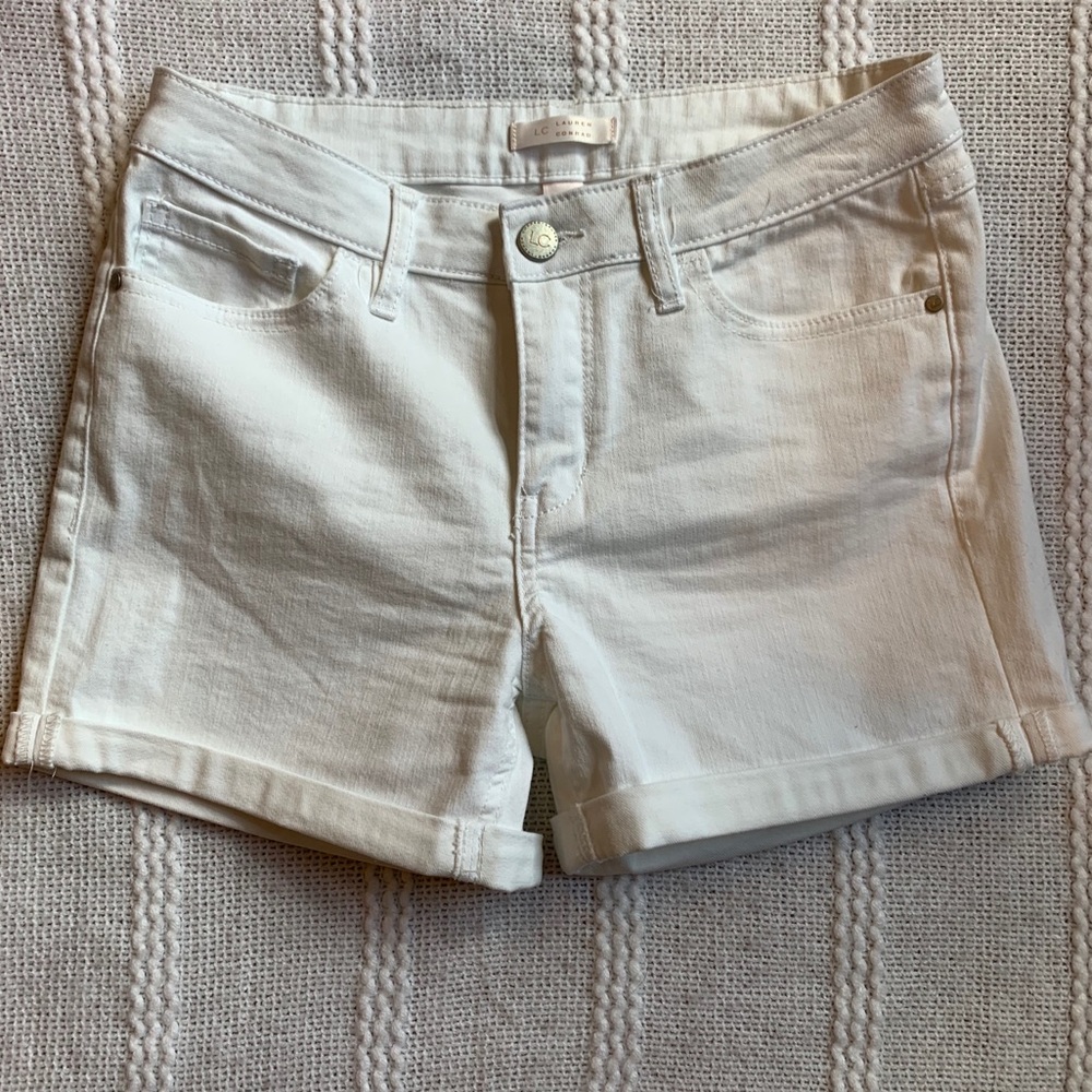 LC LAUREN CONRAD white jean shorts size 6